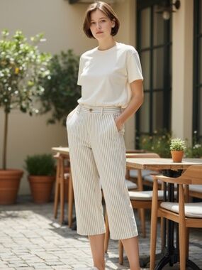 Talbots Striped Cotton Crop Pants